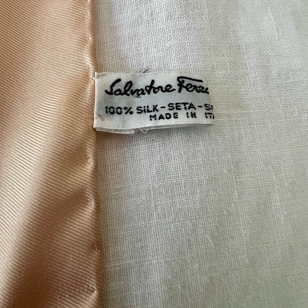 Salvatore Ferragamo Silk Scarf in Cream, Gold, Blue, Green, Brown - Picture 8 of 16